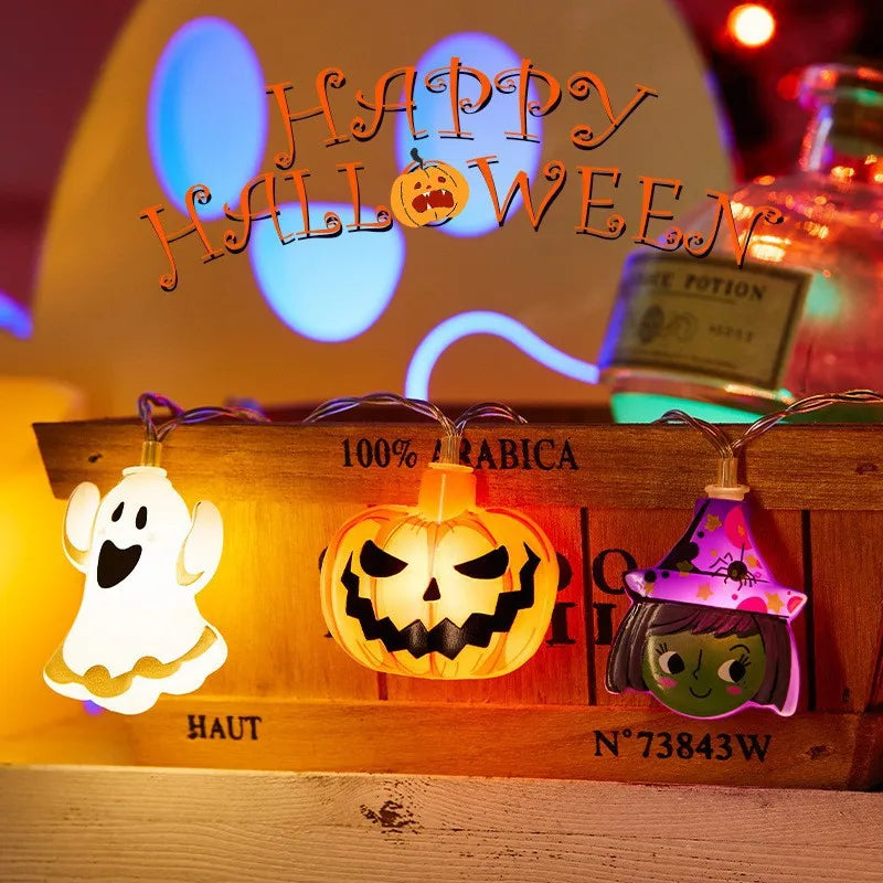 Halloween Lights Pumpkin Bat Spider Ghost Halloween String Lights Halloween Decorations Fairy Light Home Yard Window Decor