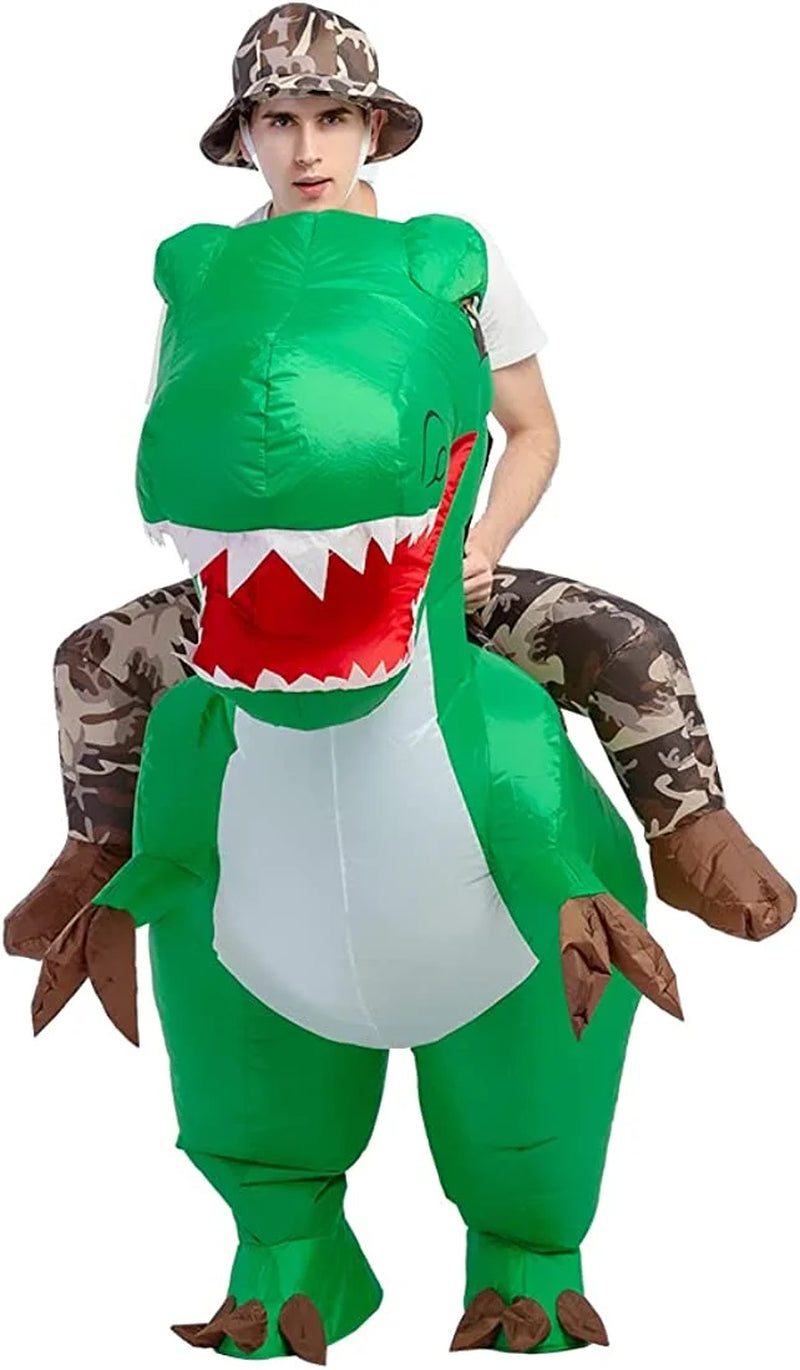 63 Inch Inflatable Dinosaur Costume Blow up Dinosaur Costume Adult Size, Funny Dinosaur Halloween Costumes Men Women Unisex Dino Blow up Costumes for Halloween Party Cosplay