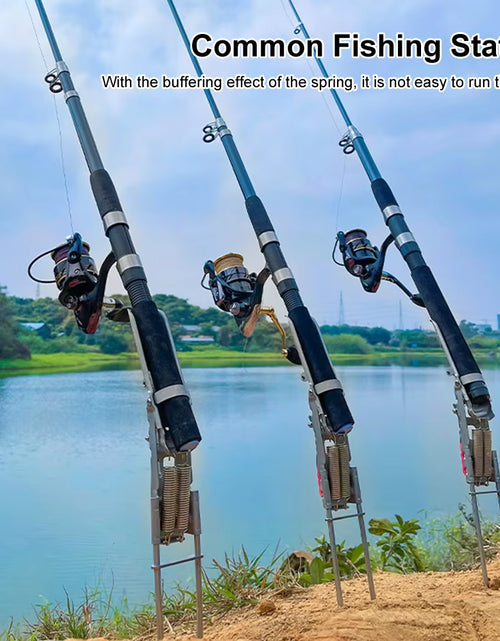 Load image into Gallery viewer, Fishing Rod Ground Holder Base Downhill Automatic Cane Support Stand Fish Pole Folding Holder Suitable Lakes Pond River Stream
