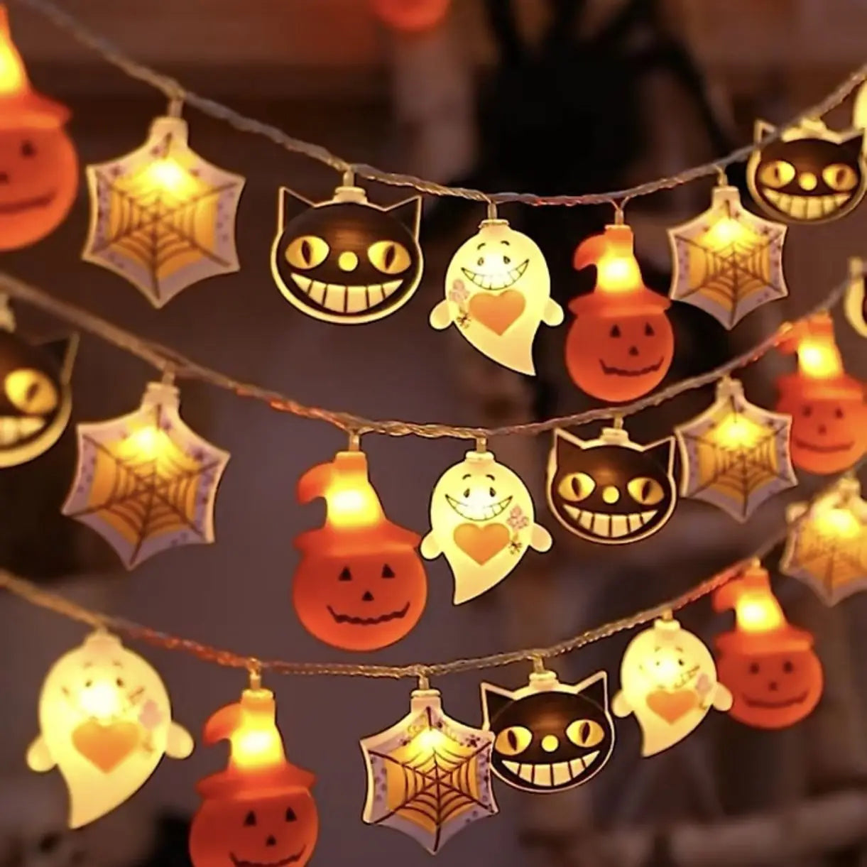 Halloween Lights Pumpkin Bat Spider Ghost Halloween String Lights Halloween Decorations Fairy Light Home Yard Window Decor