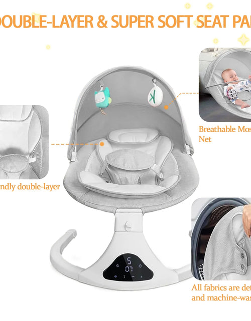 Load image into Gallery viewer, Electric Baby Swing for Infants, Bluetooth Swing Baby Bouncer Baby Rocker with Intelligence Timing, Gray
