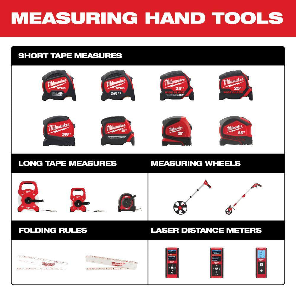 8 M/26 Ft. Compact Tape Measure with Compact Auto Lock 25 Ft. SAE Tape Measure with Fractional Scale and 9 Ft. Standout