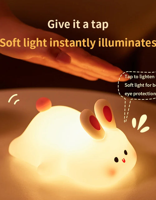 Load image into Gallery viewer, Cute Cartoon LED Night Lights Rabbit Silicone Lamp USB Rechargeable Timing Bedside Sleeping Night Lamp for Room Decor Kids Gift
