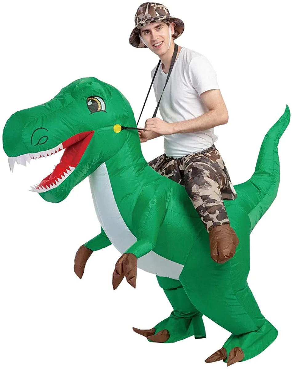 63 Inch Inflatable Dinosaur Costume Blow up Dinosaur Costume Adult Size, Funny Dinosaur Halloween Costumes Men Women Unisex Dino Blow up Costumes for Halloween Party Cosplay