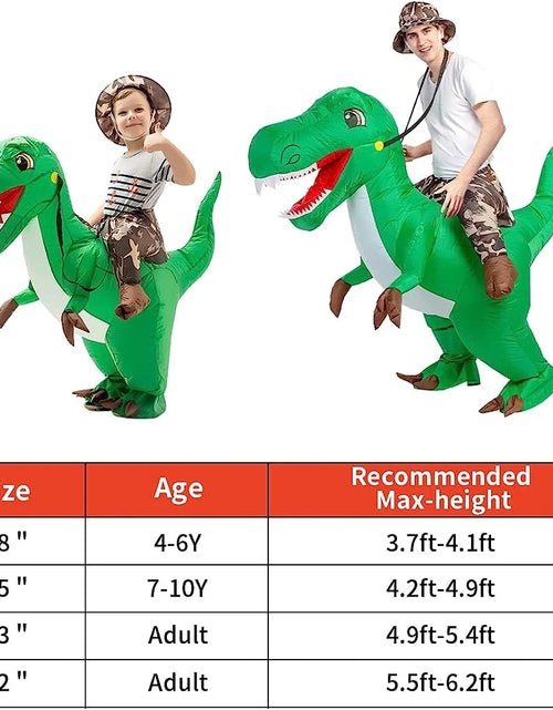 Load image into Gallery viewer, 63 Inch Inflatable Dinosaur Costume Blow up Dinosaur Costume Adult Size, Funny Dinosaur Halloween Costumes Men Women Unisex Dino Blow up Costumes for Halloween Party Cosplay
