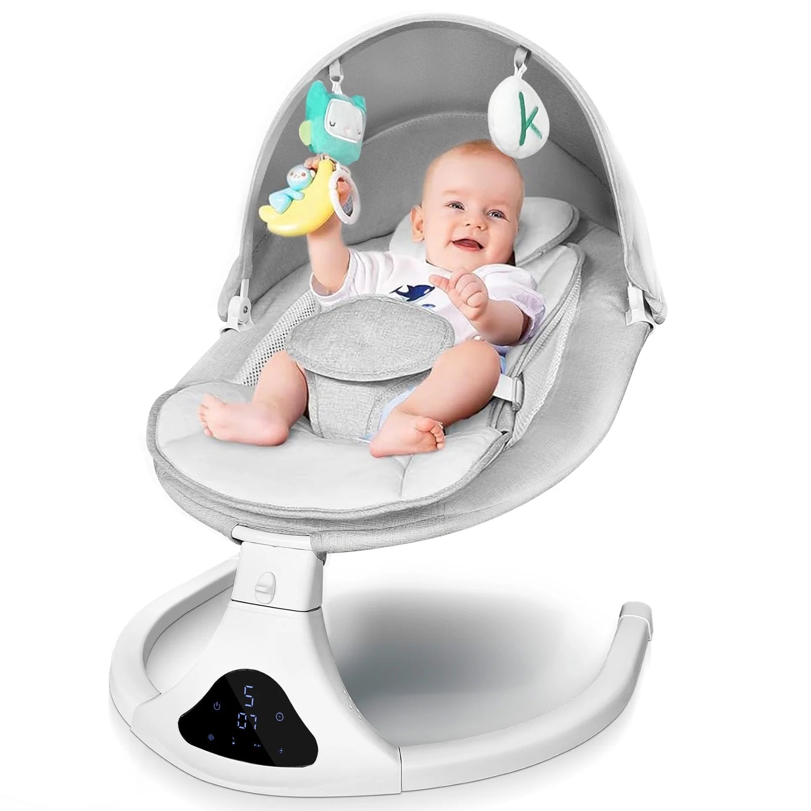 Electric Baby Swing for Infants, Bluetooth Swing Baby Bouncer Baby Rocker with Intelligence Timing, Gray