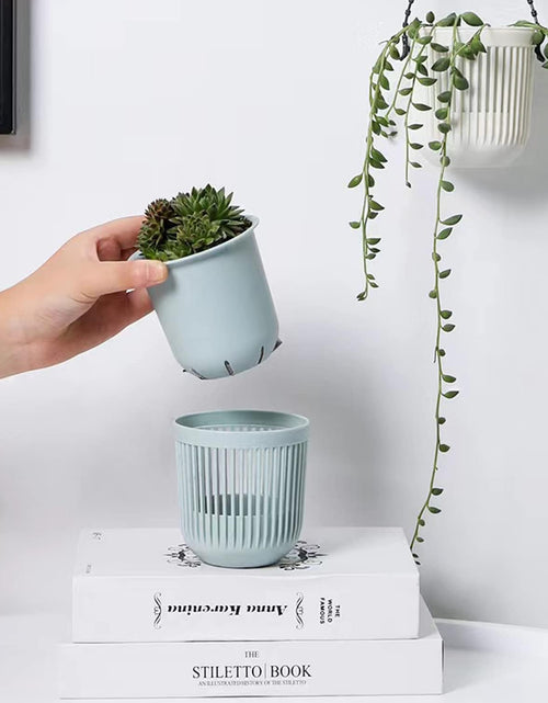 Load image into Gallery viewer, 3.5‘’ Two-Piece Succulent Planters Pots with Drainage, Flexible Removable Handle, Planting Pots Flower Pots Small Planter Pots for Mini Plants Hanging Planter on Wall or Window 6 Pcak-White
