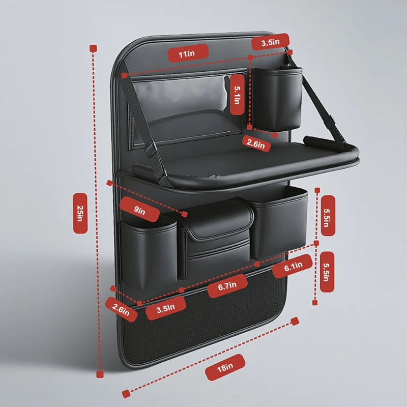 Car Seat Back Organizer Auto Back Seat Storage Bag with Foldable Table Tray Tablet Holder Tissue Box Car Accessories