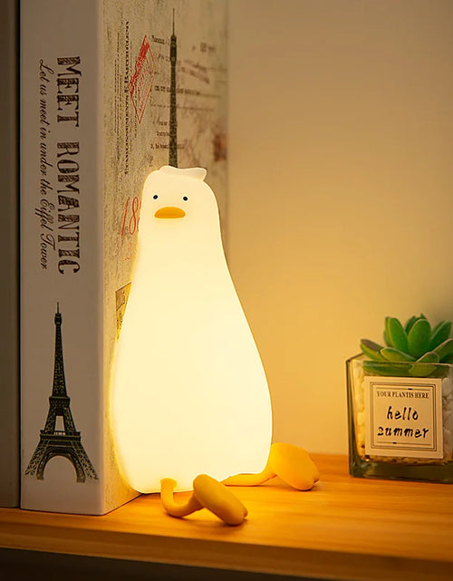 Load image into Gallery viewer, Lying Flat Duck Night Light Silicone Cute Light up Yellow Duck 3-Level Bedside Desk Touch Night Lamp Baby Kids Room Kawaii Decor
