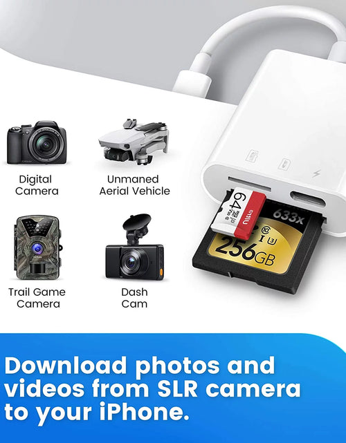 Load image into Gallery viewer, SD Card Reader for Iphone Ipad,Trail Game Camera Micro SD Card Reader Viewer,Slr Cameras SD Reader with Dual Slot,Photography Memory Card Adapter,Plug and Play
