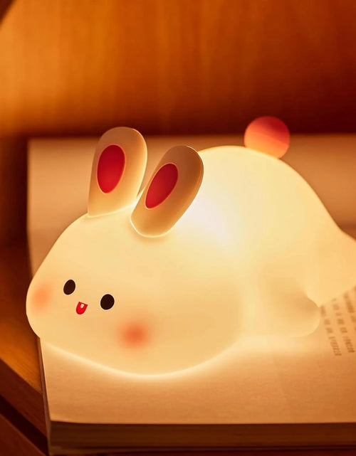 Load image into Gallery viewer, Cute Cartoon LED Night Lights Rabbit Silicone Lamp USB Rechargeable Timing Bedside Sleeping Night Lamp for Room Decor Kids Gift
