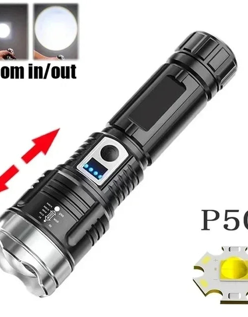 Load image into Gallery viewer, High Power White Laser LED Flashlight Built-In Battery USB Rechargeable Strong Light Tactical Torch Outdoor Camping Hiking Lamp
