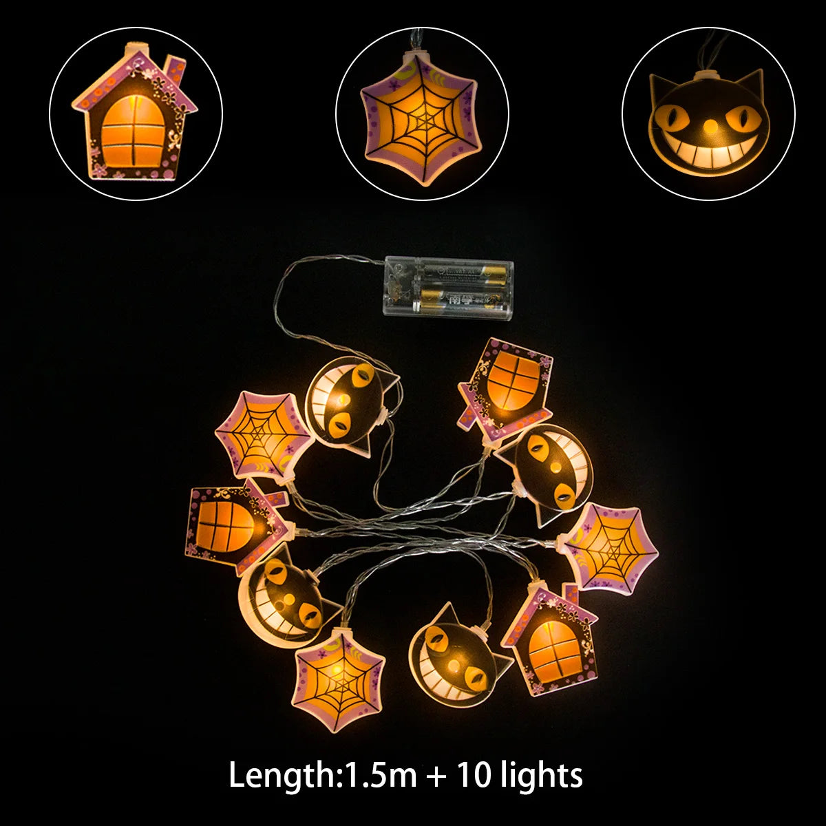 Halloween Lights Pumpkin Bat Spider Ghost Halloween String Lights Halloween Decorations Fairy Light Home Yard Window Decor