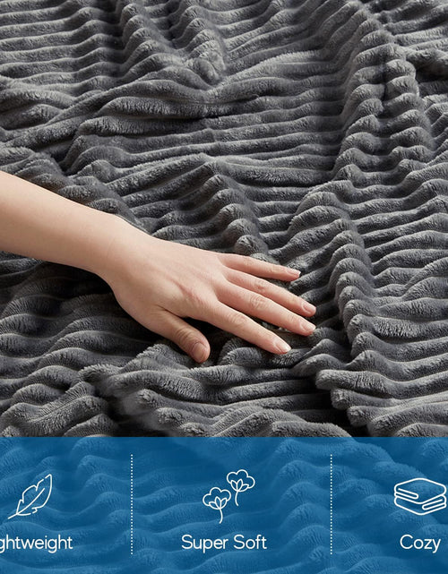 Load image into Gallery viewer, Cut Plush Blanket - Queen Size - Lightweight Super Soft Fuzzy Luxury Bed Blanket for Bed, Machine Washable - 90X90 Inches, Dark Grey
