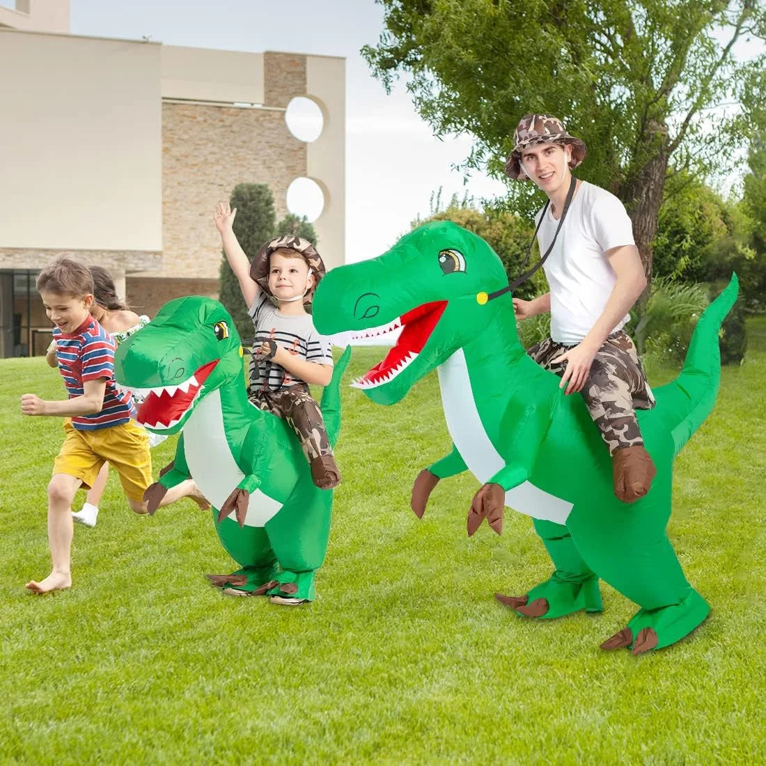 63 Inch Inflatable Dinosaur Costume Blow up Dinosaur Costume Adult Size, Funny Dinosaur Halloween Costumes Men Women Unisex Dino Blow up Costumes for Halloween Party Cosplay