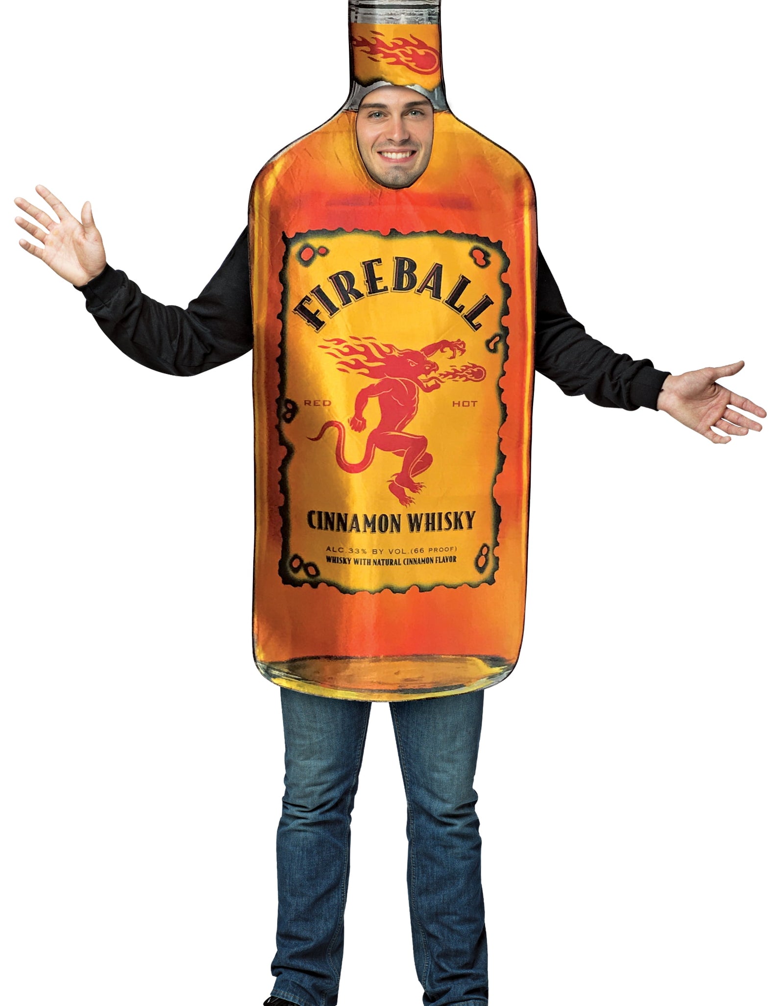 Fireball Bottle Halloween Costume Men'S and Women'S Adult One Size, Orange