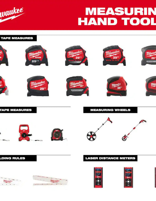 Load image into Gallery viewer, 8 M/26 Ft. Compact Tape Measure with Compact Auto Lock 25 Ft. SAE Tape Measure with Fractional Scale and 9 Ft. Standout
