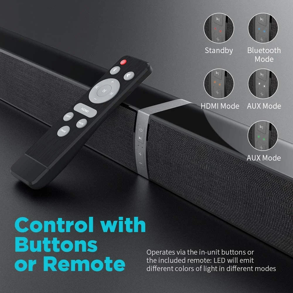 Sound Bars for TV, Bluetooth Soundbar for TV, 50W TV Sound Bar with 4 Drivers and Remote Control, Home Audio TV Speakers Sound Bar with Arc/Optical/Aux Connect