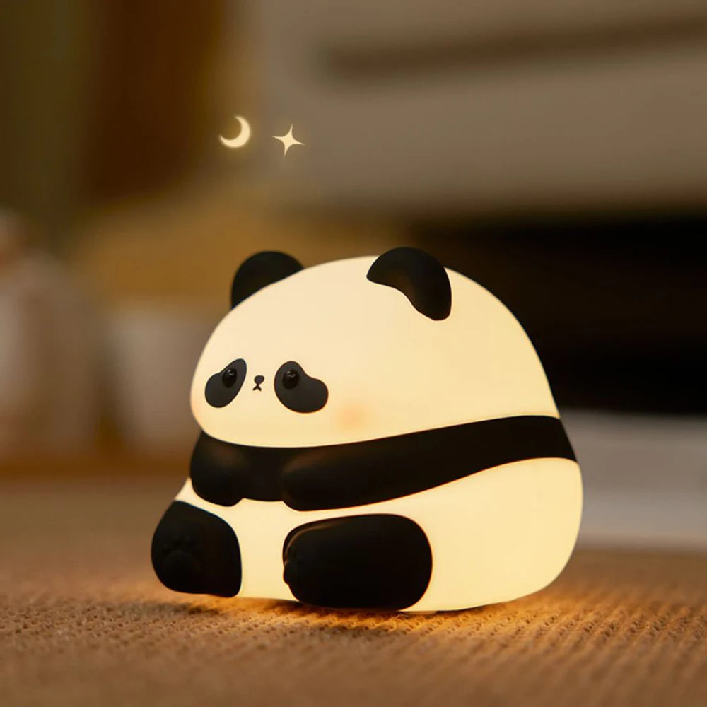 LED Night Lights Cute Sheep Panda Rabbit Silicone Lamp USB Rechargeable Timing Bedside Decor Kids Baby Nightlight Birthday Gift