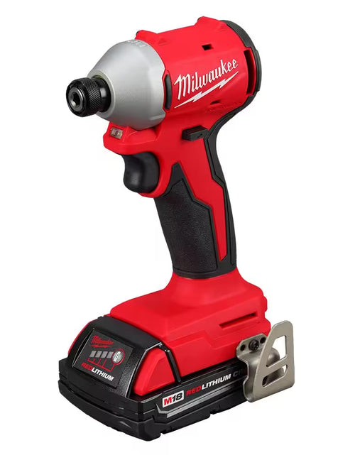 Load image into Gallery viewer, M18 18-Volt Lithium-Ion Compact Brushless Cordless 1/4 In. Impact Driver Kit with One 2.0 Ah Battery, Charger &amp; Tool Bag
