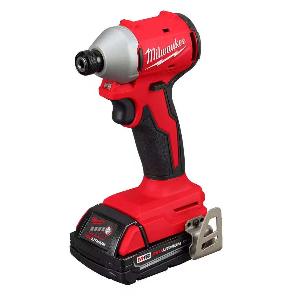 M18 18-Volt Lithium-Ion Compact Brushless Cordless 1/4 In. Impact Driver Kit with One 2.0 Ah Battery, Charger & Tool Bag