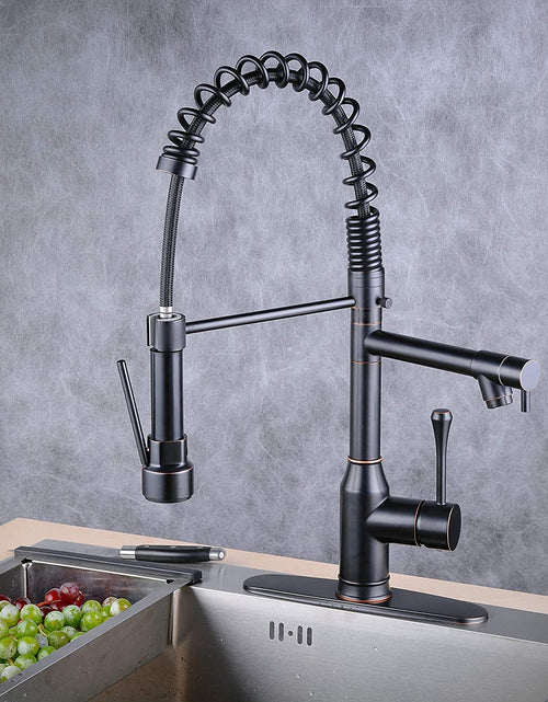 Load image into Gallery viewer, Kitchen Faucets with Pull down Sprayer -  Oil Rubbed Bronze Kitchen Faucet with Deck Plate, Single Handle Commercial Faucets for Camper Farmhouse RV Kitchen Sink, Grifos De Cocina
