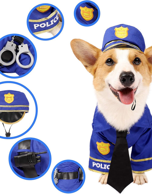 Load image into Gallery viewer, Halloween Dog Pet Police Costume Velcro Shirt with Belt, Handcuffs, Walkie Talkie for Halloween Dress-Up Party, Role Play, Carnival Cosplay, Holiday Decorations Clothes
