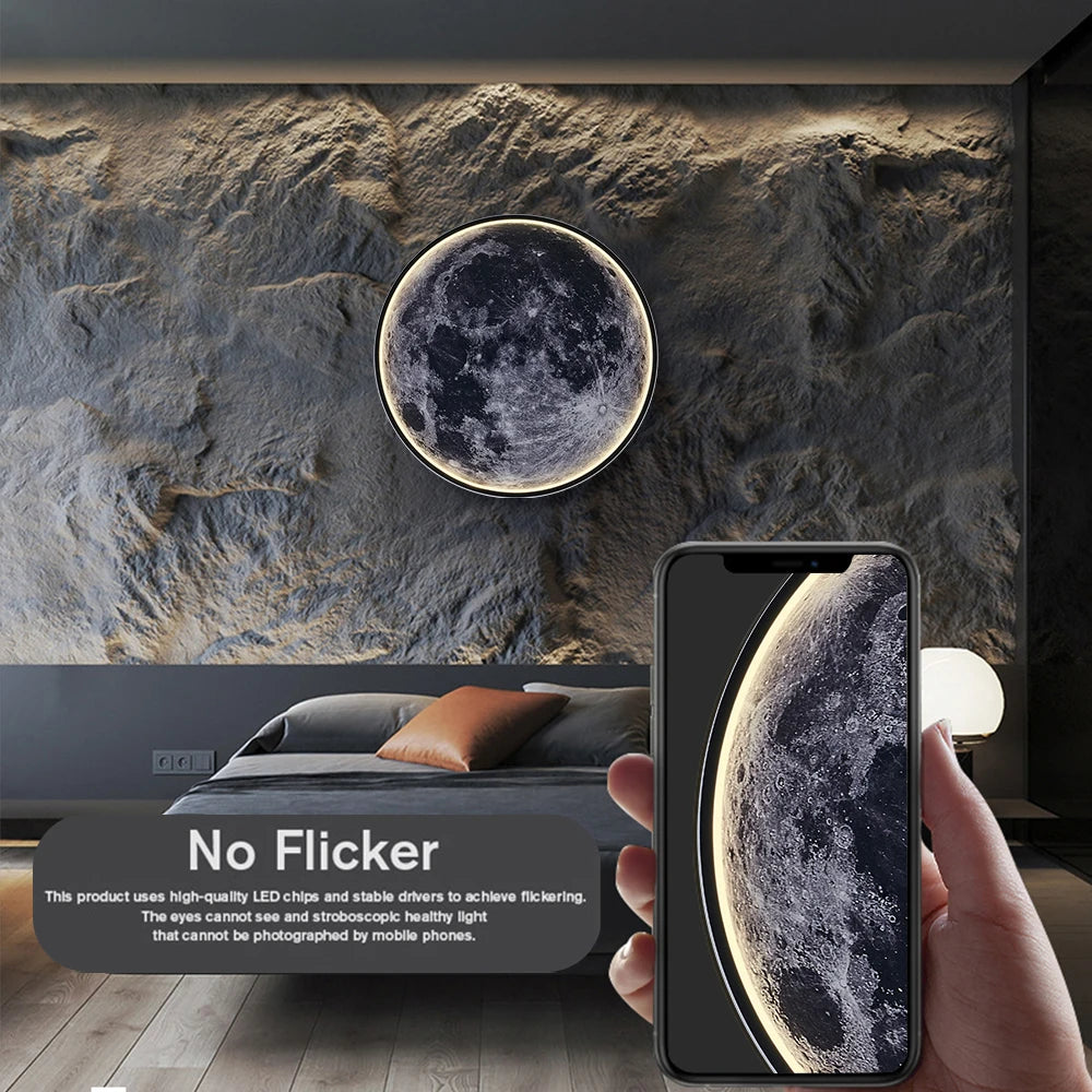 Moon Wall Light 3D Mural Earth Wall Light Remote Control Ceiling Lamp for Living Room Realistic Led Lamp Home Accessories